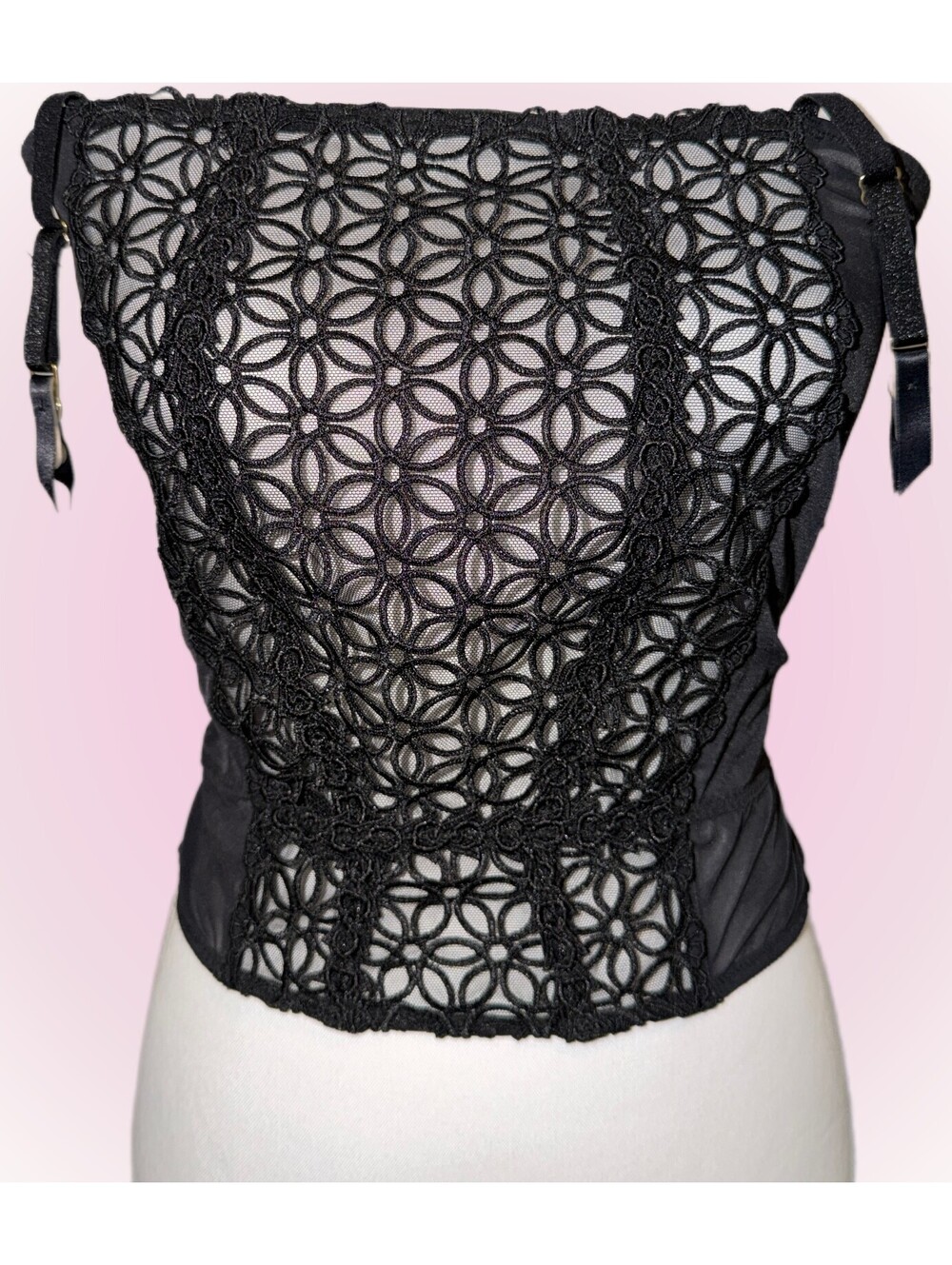 Victoria’s Secret Very Sexy Black Floral Lace Corset Bustier | XS Extra Small